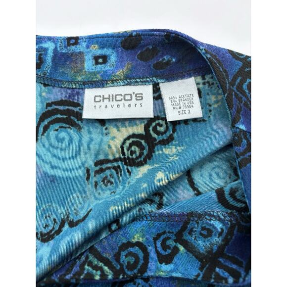Chicos Travelers Women’s Size 2 Whimsagoth Abstract Business Geometric Y2K Artsy - Picture 8 of 11